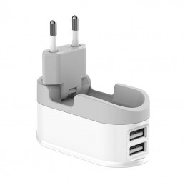 Wall charger with timer function Budi, 2x USB, 12W (white)