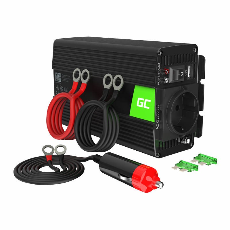 Car inverter voltage converter Green Cell INV02DE 24V to 230V 300W/600W, modified sine wave