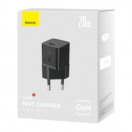 Mini wall charger Baseus GaN5 20W (black)