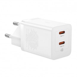 Wall Charger Baseus GaN5 40W, 2x USB C (White)