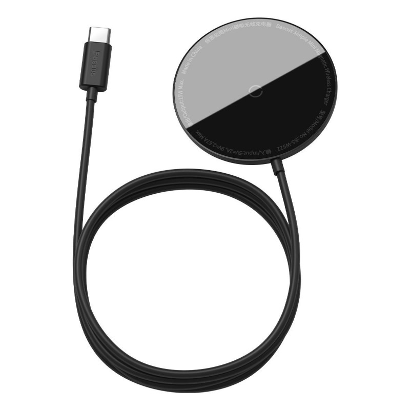 Baseus Simple Mini magnetic induction wireless charger, MagSafe, 15W (black)