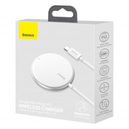 Baseus Simple Mini magnetic induction wireless charger, MagSafe, 15W (white)