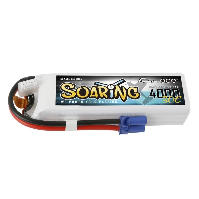 Gens Ace Soaring 4000mAh 14.8V 30C 4S1P EC5 battery