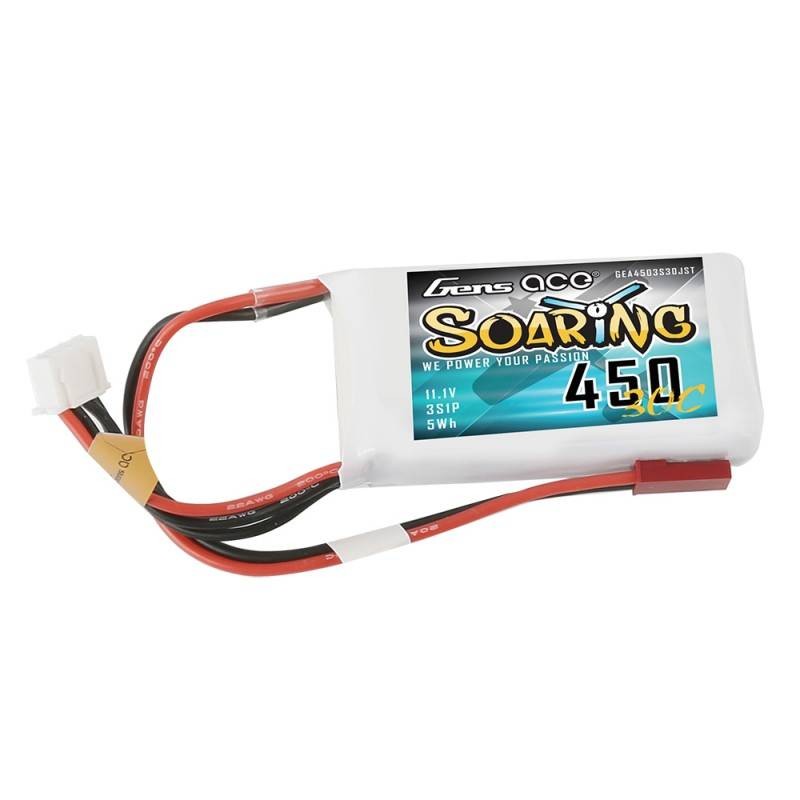 Battery Gens Ace Soaring 450mAh 11.1V 30C 3S1P JST-SYP