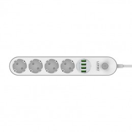 Power strip with 4 AC sockets, 4x USB, LDNIO SE4432, 2m (white)