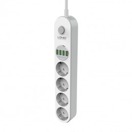 Power strip with 4 AC sockets, 4x USB, LDNIO SE4432, 2m (white)