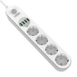 Power strip with 4 AC sockets, 4x USB, LDNIO SE4432, 2m (white)