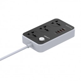 Power strip with 3 AC sockets, 4x USB, LDNIO SC3412, EU/US, 2500W (gray)