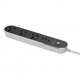 Power strip with 3 AC sockets, 3x USB, LDNIO SC3301, EU/US, 2500W (gray)