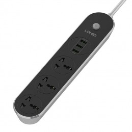 Power strip with 3 AC sockets, 3x USB, LDNIO SC3301, EU/US, 2500W (gray)