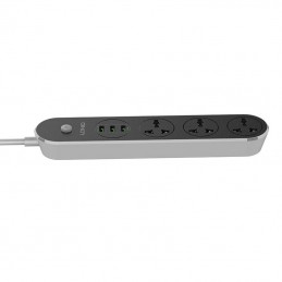 Power strip with 3 AC sockets, 3x USB, LDNIO SC3301, EU/US, 2500W (gray)