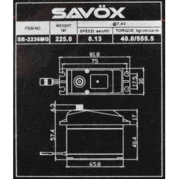 Brushless digital servo standard Savox SB-2236MG HiVOLT (40kg-0.13s/60°)