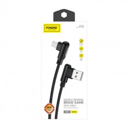 Foneng X70 Angled USB to Micro USB Cable, 3A, 1m (Black)