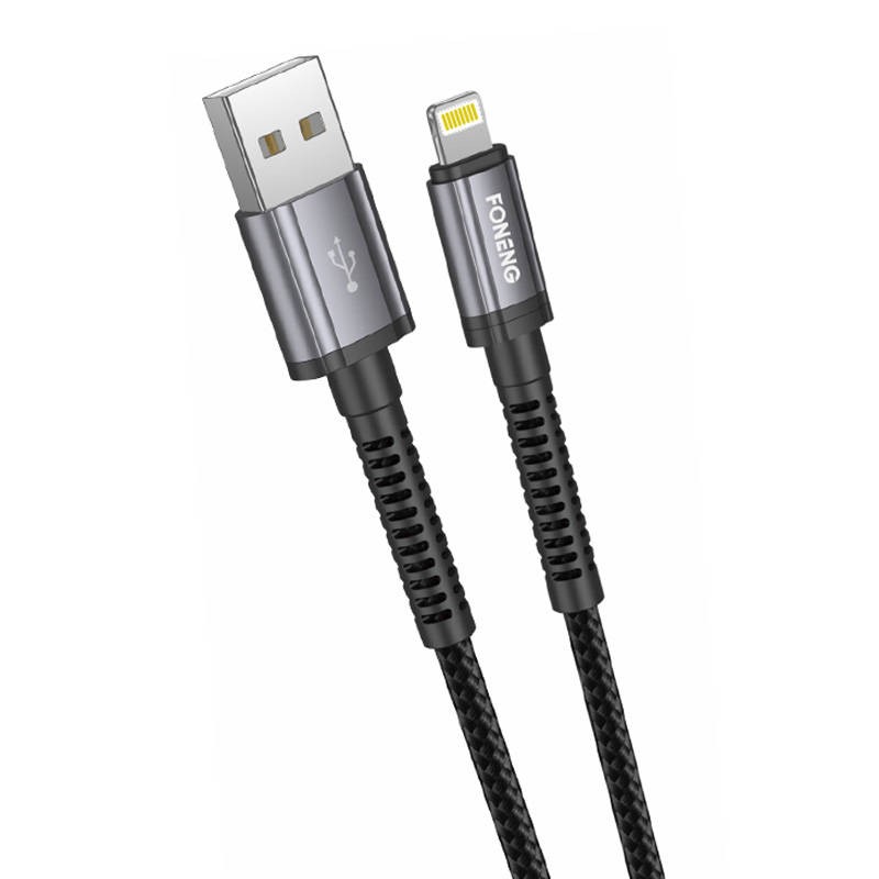 USB cable for Lightning Foneng X83, 2.1A, 1m (black)