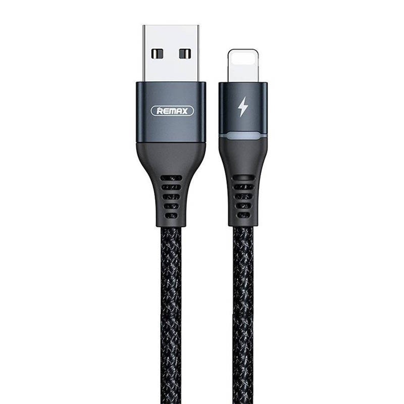 Cable USB Lightning Remax Colorful Light, 2.4A, 1m (black)