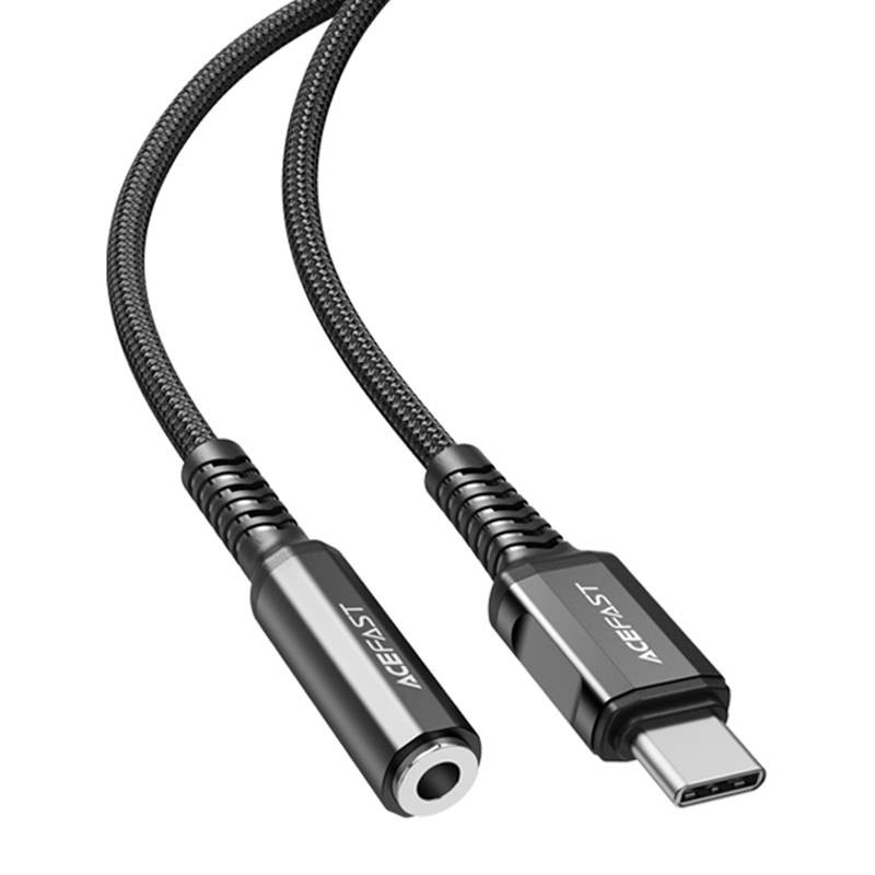 Adapter USB-C to mini jack 3,5mm Acefast C1-07 18cm (black)