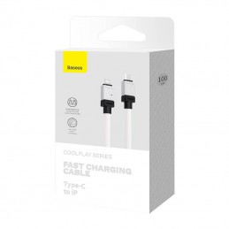 Fast Charging cable Baseus USB-C to Coolplay Series 1m, 20W (white)