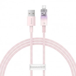 Fast Charging cable Baseus USB-A to Lightning Explorer Series 1m, 2.4A (pink)