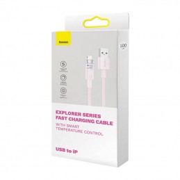 Fast Charging cable Baseus USB-A to Lightning Explorer Series 1m, 2.4A (pink)