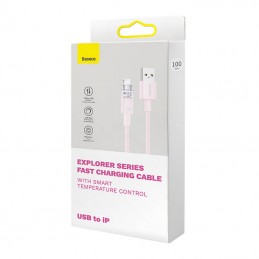 Fast Charging cable Baseus USB-A to Lightning  Explorer Series 2m, 2.4A (pink)