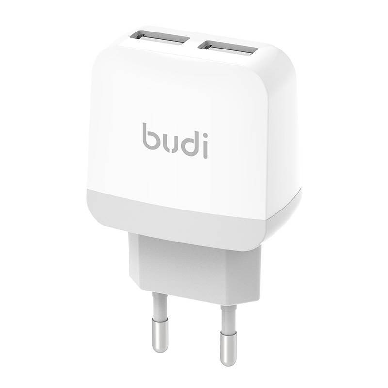 Wall charger Budi 940E, 2x USB, 5V 2.4A (white)