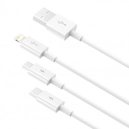 Quick Charge USB to M+L+C  Baseus Superior Data 3.5A 1m (White)