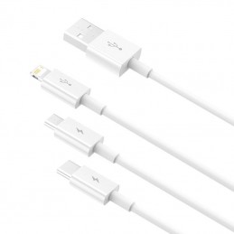 Quick Charge USB to M+L+C  Baseus Superior Data 3.5A 0,5m (White)