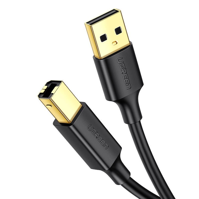 USB 2.0 A-B printer cable UGREEN US135, gold plated, 1.5m (black)