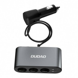 Car charger Dudao R1Pro, 2x USB, 3x lighter socket 12V (black)