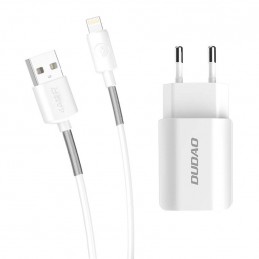 Wall charger Dudao A2EUL 2x USB with Lightning cable (white)