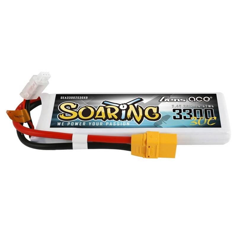 Battery Gens Ace Soaring 3300mAh 7.4V 30C 2S1P XT90