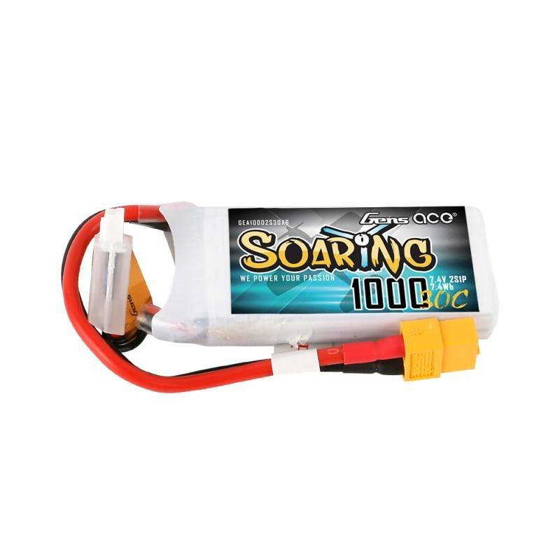 Battery Gens Ace Soaring 1000mAh 7.4V 30C 2S1P XT60