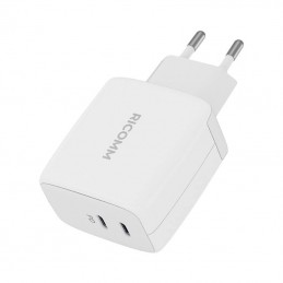 Wall Charger 65W GaN Ricomm RC652 EU, 2xUSB-C + 2.1m USB-C Cable