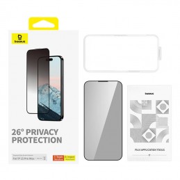 Privacy Protection Tempered Glass Baseus Diamond iPhone 15 Pro Max