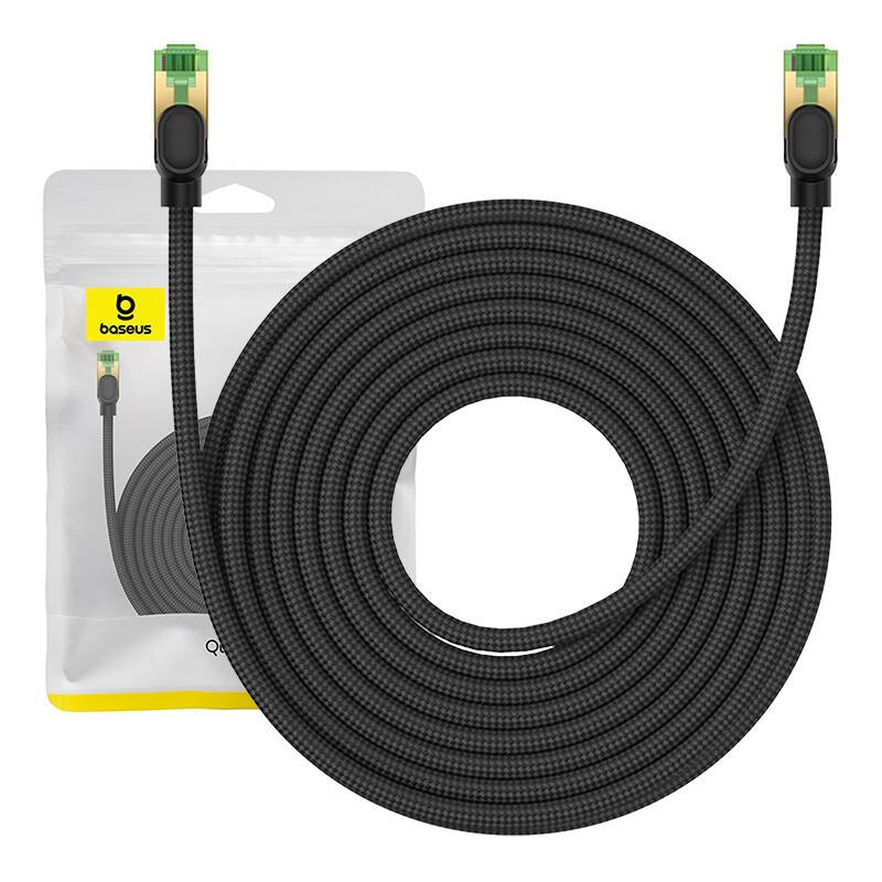 Braided network cable cat.8 Baseus Ethernet RJ45, 40Gbps, 10m (black)