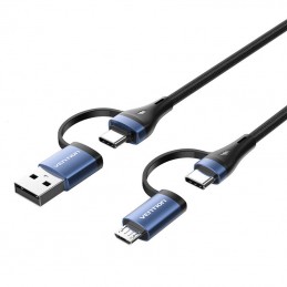 4in1 USB cable USB 2.0 Vention CTLLH 1m (black)