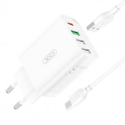 Wall charger XO L120 3x USB, 1x USB-C, 18W (white)