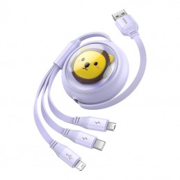 Charging Cable 3w1 Baseus USB to USB-C, USB-M, Lightning 3,5A, 1,1m (purple)