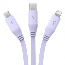 Charging Cable 3w1 Baseus USB to USB-C, USB-M, Lightning 3,5A, 1,1m (purple)