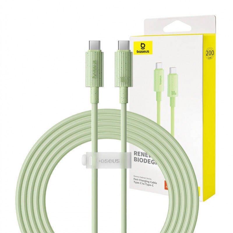 Fast Charging cable Baseus USB-C to USB-C Habitat Series 2m 100W (green)