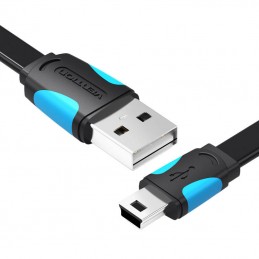 Flat USB 2.0 A to Mini 5-pin cable Vention VAS-A14-B050 0.5m Black