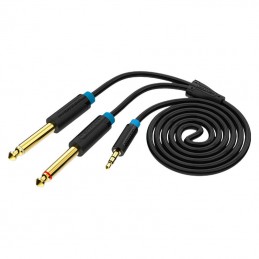 3.5mm TRS Male to 2x 6.35mm Male Audio Cable 1m Vention BACBF (black)