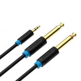 3.5mm TRS Male to 2x 6.35mm Male Audio Cable 1m Vention BACBF (black)