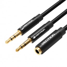 2x 3.5mm Audio Cable 0.3m Vention BBUBY Black