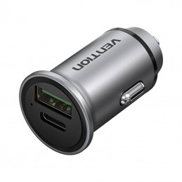 Dual Port Car Charger Vention FFBH0 USB A+C(18/20) Gray