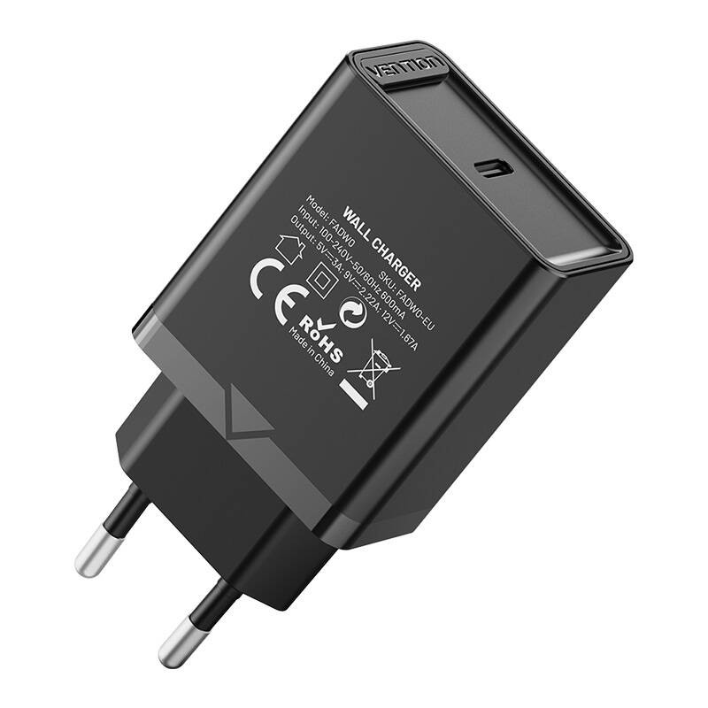 USB-C Wall Charger Vention FADB0-EU (20 W) Black