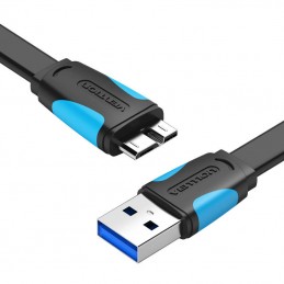 Flat USB 3.0 A male to Micro-B male cable Vention VAS-A12-B200 2m Black