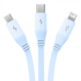 Charging Cable 3w1 Baseus USB to USB-C, USB-M, Lightning 3,5A, 1,1m (blue)