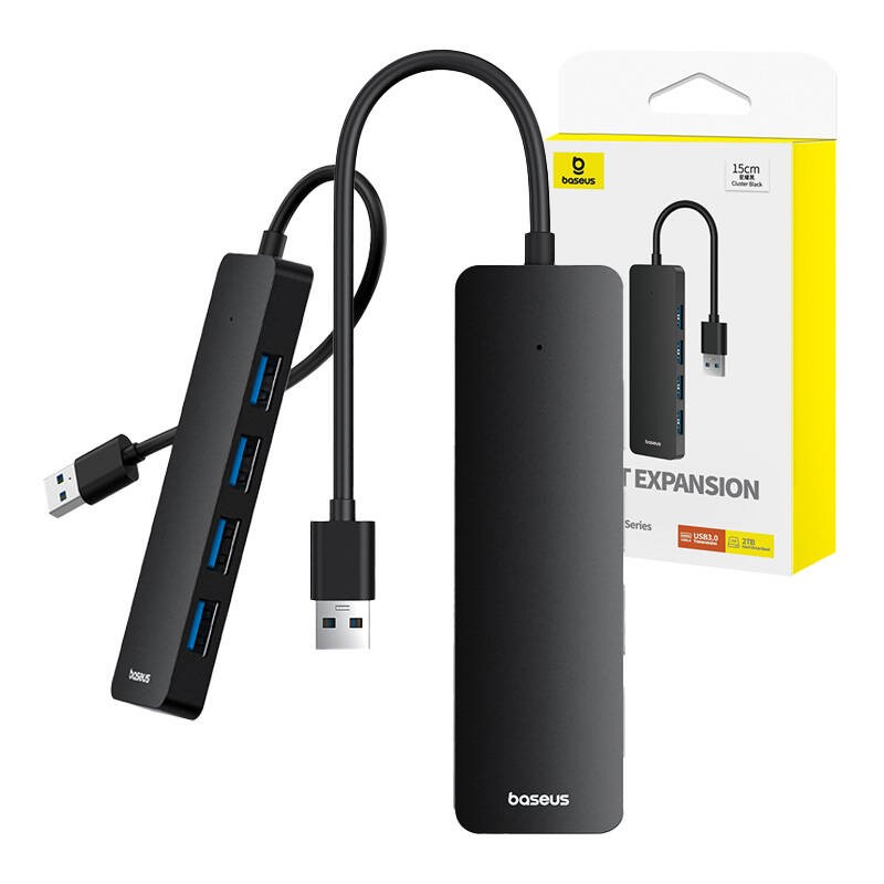 4in1 Hub Baseus  UltraJoy Lite USB-A to USB 3.0 15 cm(black)