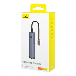 6-Port HUB AIR Baseus UltraJoy Series Type-C - HDMI, USB3.0x2, USB2.0, C3.0, PD (grey)